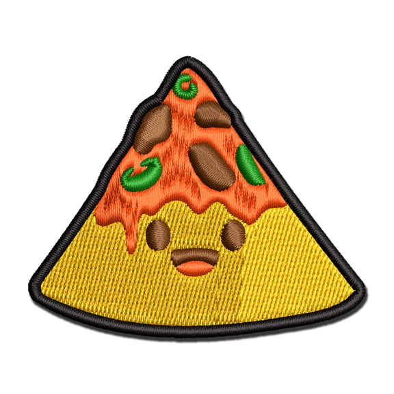 Happy Nacho Tortilla Chip Toppings Applique Multi-Color Embroidered Hook & Loop Patch - 3 Inch Medium