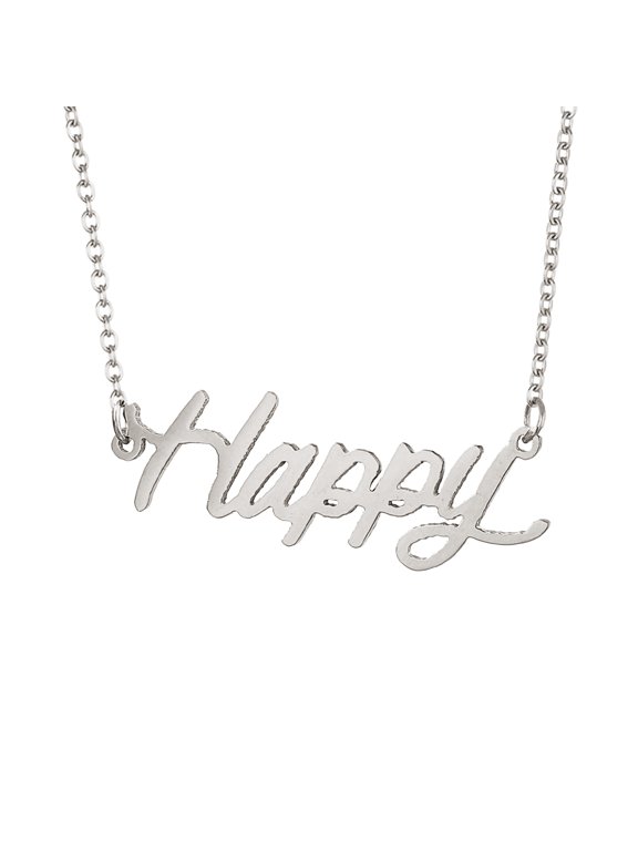 Happy Name Nameplate Necklace Stainless Steel Jewelry Valentine Gift