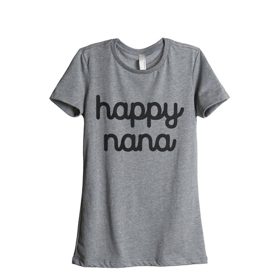 Happy Nana Women's Fashion Relaxed T-Shirt Tee Heather Grey Medium