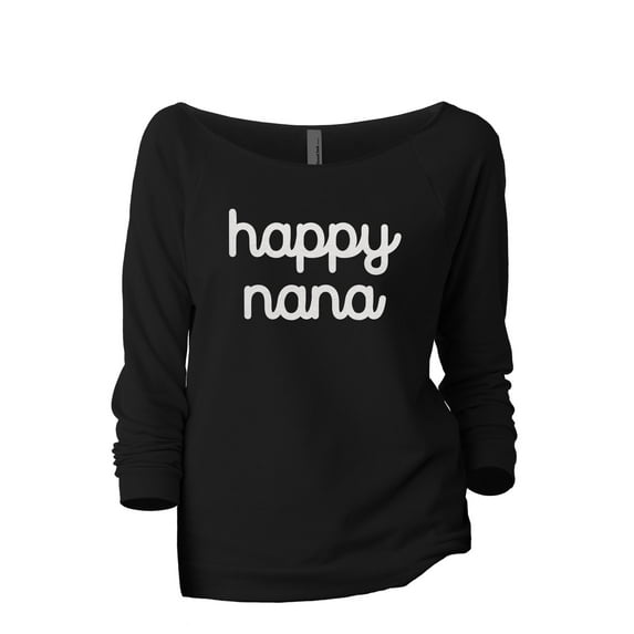 Happy Nana Women's Fashion Slouchy 3/4 Sleeves Raglan Lightweight Sweatshirt Black Small