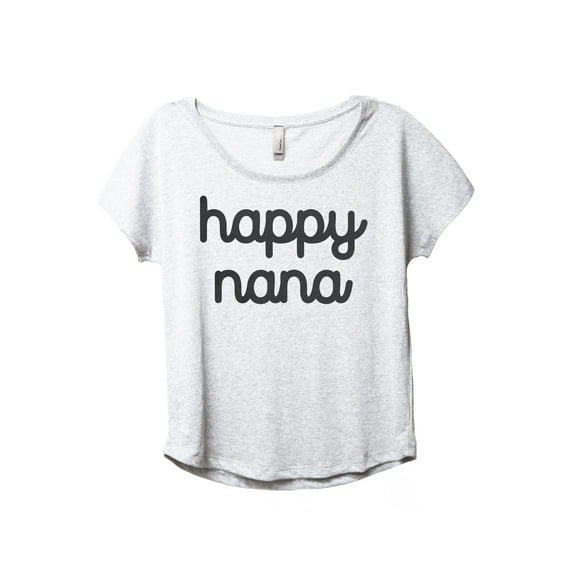 Happy Nana Women's Fashion Slouchy Dolman T-Shirt Tee Heather White Medium