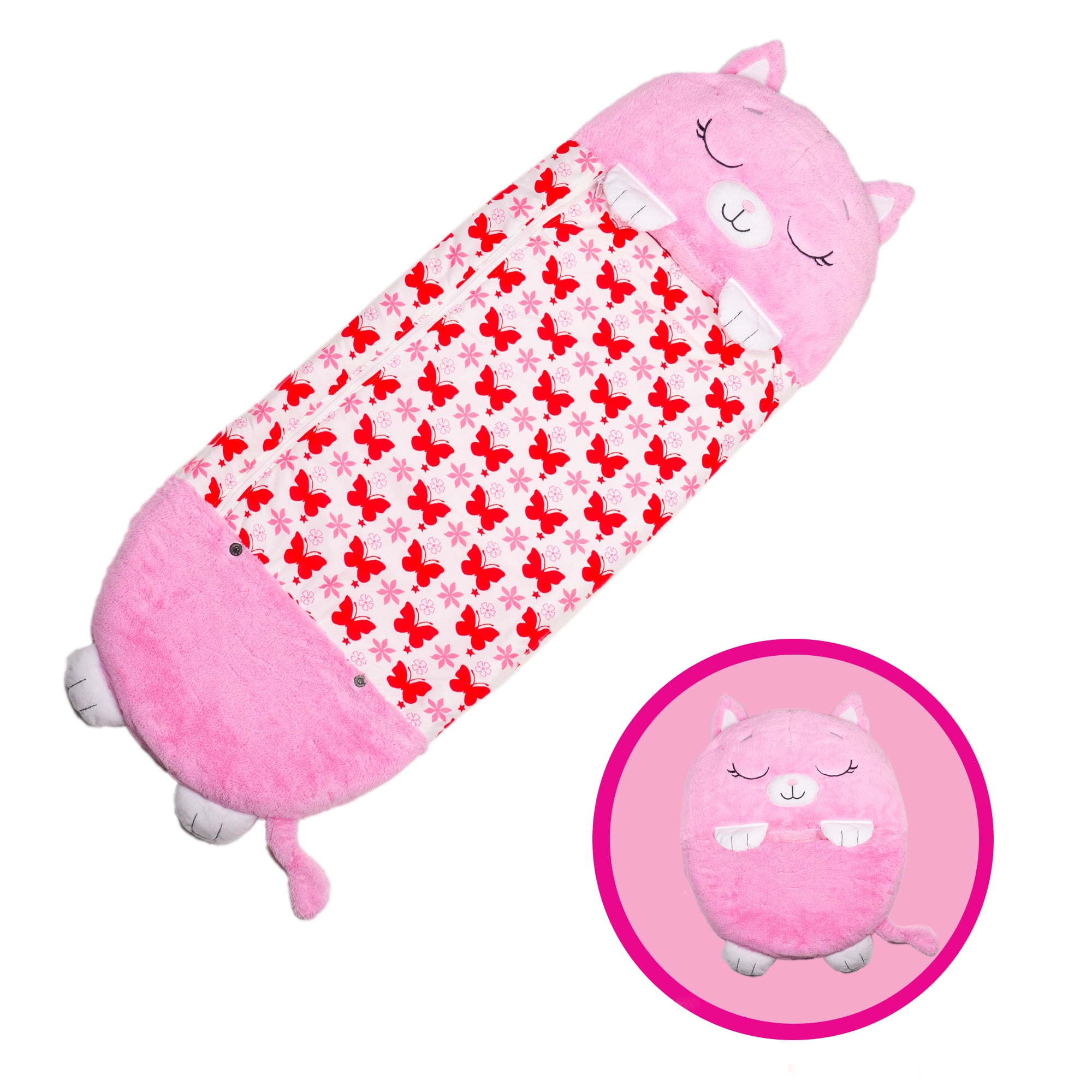 Sac de couchage Chat, avec coton recyclé rose