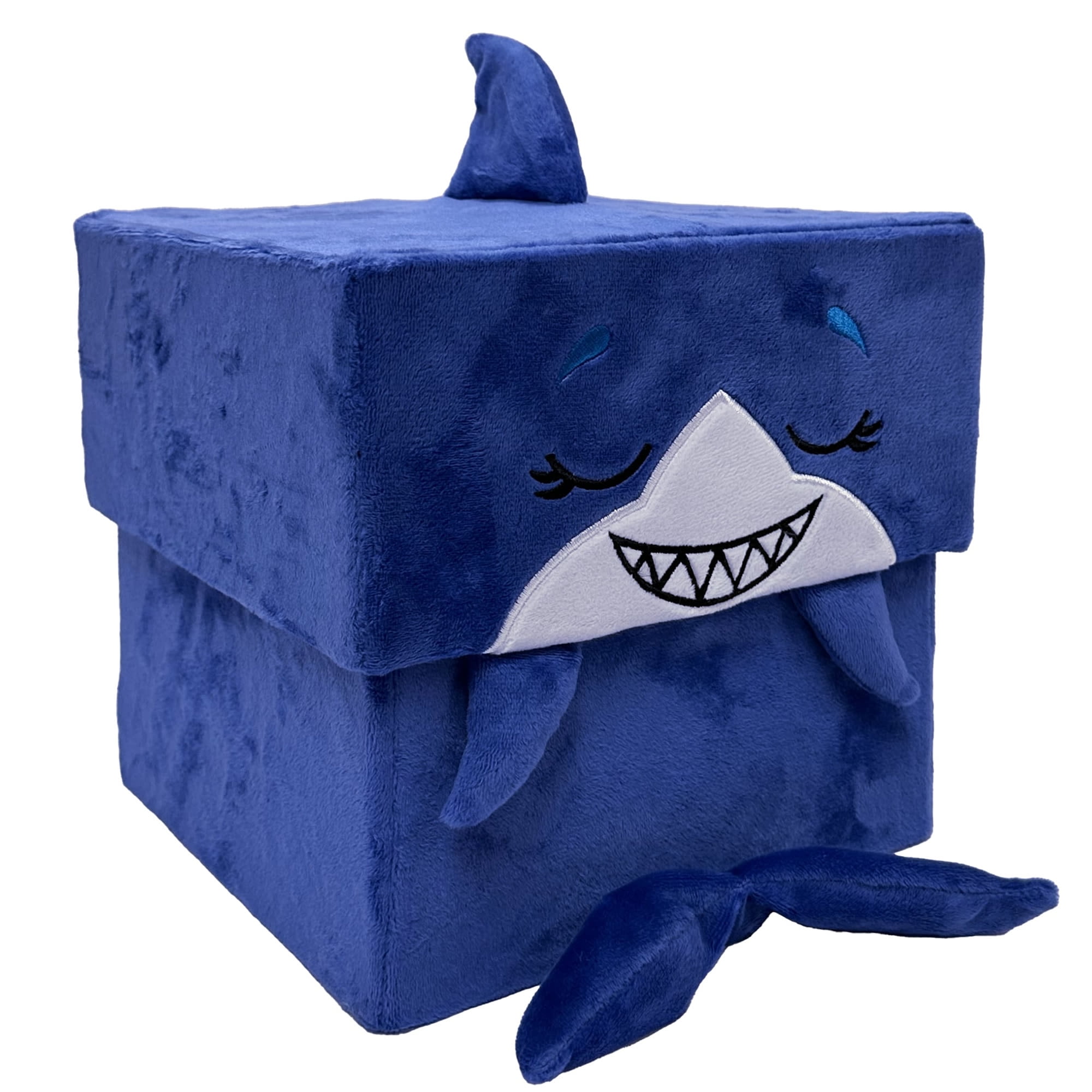 Happy Nappers: Adorable Storables - Shark - Blue & White - 8 Character Box & Surprise 8 Plush Toy w/ Weighted Paws, Square Storage Bin, Kids Age 1+