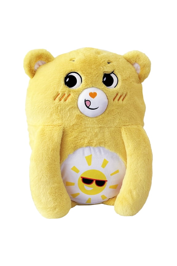 Happy Nappers: Care Bears Pillow Pocket Pal - Funshine Bear - Plush Character Pillow Case, Animal Cover w/ Weighted Paws, Kids Soft Huggable Companion