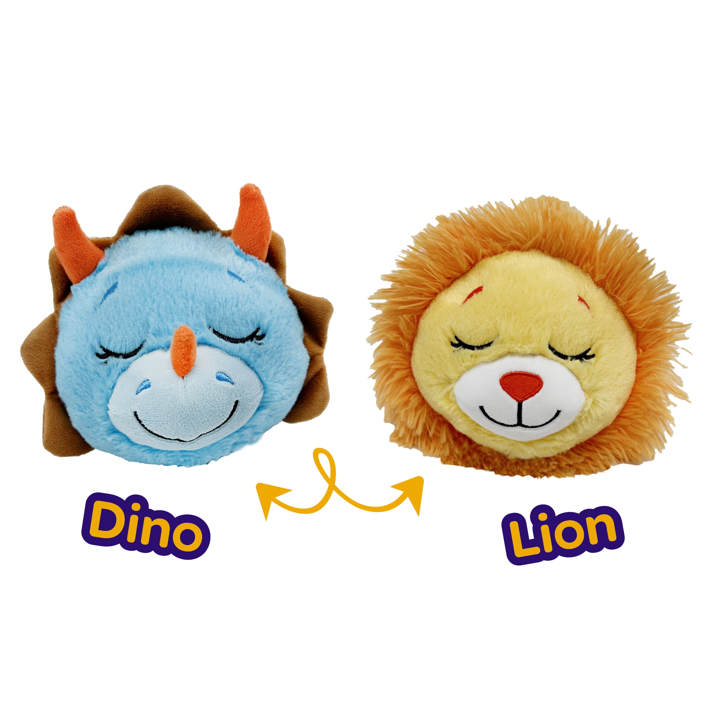 Happy Nappers FlipaZoo Dino Lion Children's Plush Toy, Reversible, Blue/Yellow