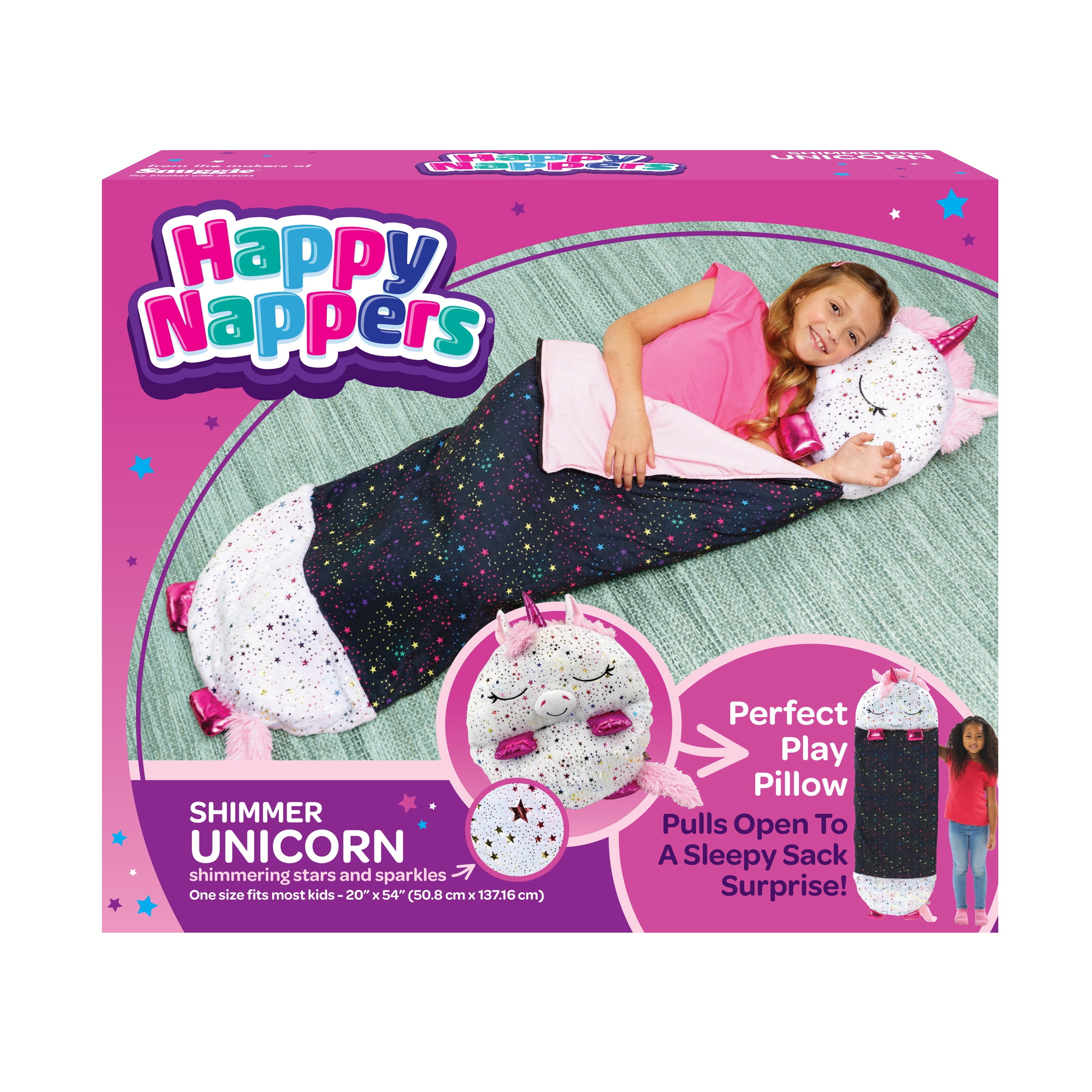Happy Nappers Large Game Pillow And Sleeping Bag, Fun One Piece Kids  Pajamas Sleeping Bags, For Surprise Kids (White,L)