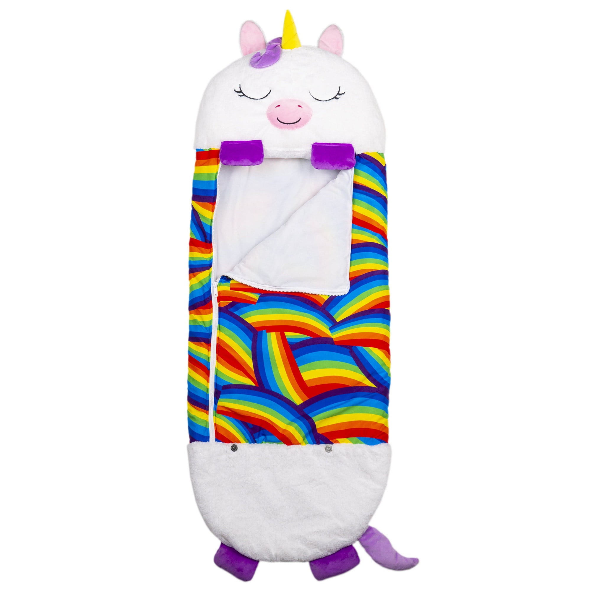 Happy Nappers: Pillow & Sleepy Sack: Large - White Unicorn - 66 x 30", 2-In-1: Plush Animal Opens To Sleeping Bag, Soft Play & Nap Character, Kids 7+