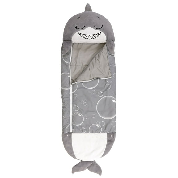 Happy Nappers: Pillow & Sleepy Sack: Medium - Grey Shark - 54 x 20", 2-In-1: Plush Animal Opens Into Sleeping Bag, Soft Play & Nap Character, Kids 3+