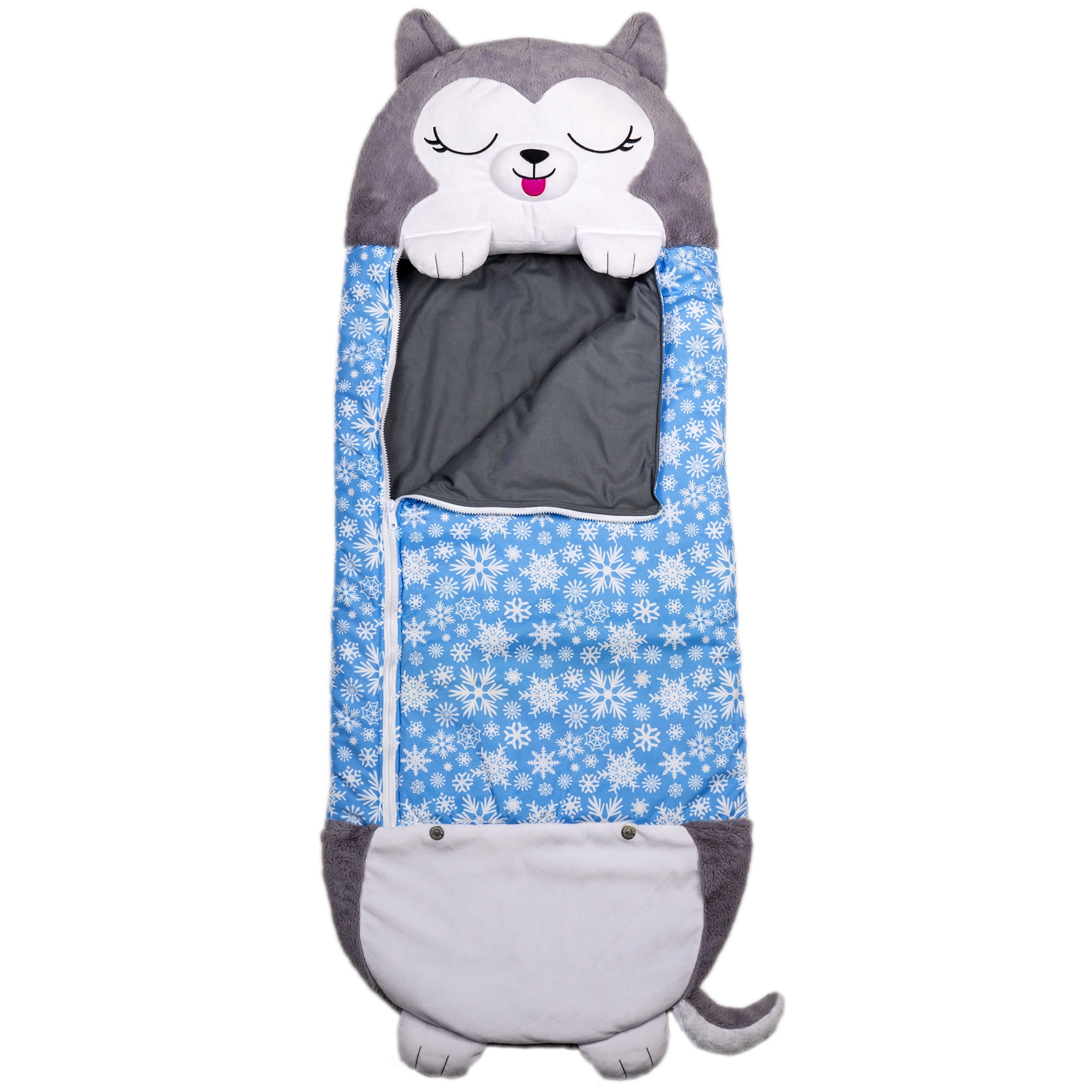 Happy Nappers: Pillow & Sleepy Sack: Medium - Husky - 54 x 20", 2-In-1: Plush Animal Opens Into Sleeping Bag, Soft Play & Nap Dog Character, Kids 3+