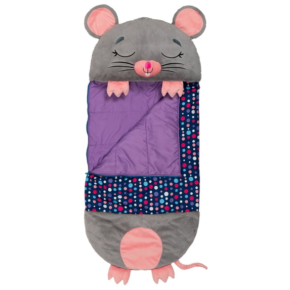 Happy Nappers: Pillow & Sleepy Sack: Medium - Mouse - 54 x 20", 2-In-1: Plush Animal Opens Into Sleeping Bag, Soft Play & Nap Character, Kids 3+