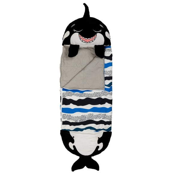 Happy Nappers: Pillow & Sleepy Sack: Medium -  Ozzy The Black Shark - 54 x 20", 2-In-1: Plush Animal Opens To Sleeping Bag, Soft, Play & Nap, Kids 3+