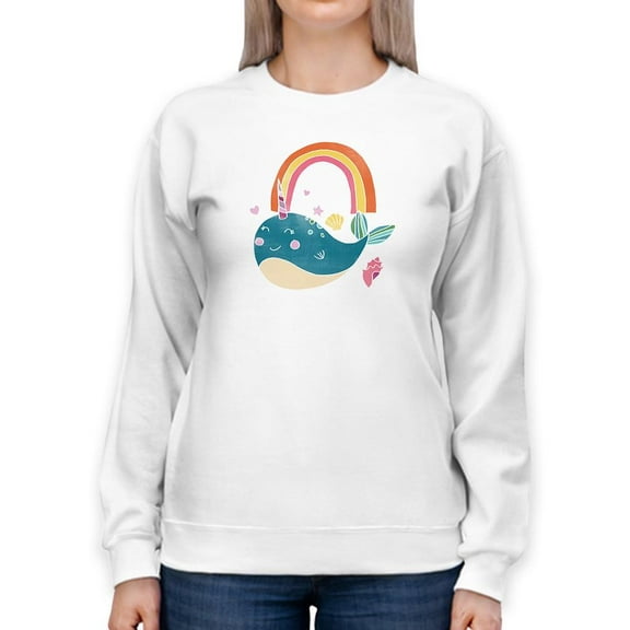 Happy Narwals I Sweatshirt Women -June Erica Vess Designs, Female Medium