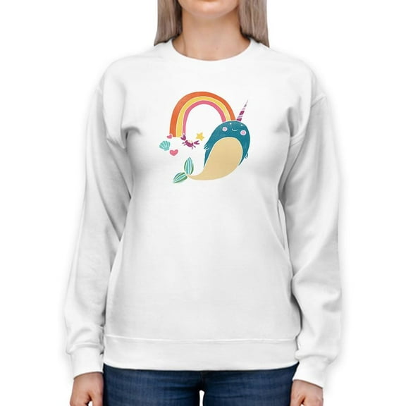 Happy Narwals Iv Sweatshirt Women -June Erica Vess Designs, Female 3X-Large