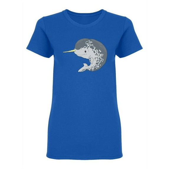 Happy Narwhal Whale Shaped T-Shirt Women -Image by Shutterstock, Female Medium
