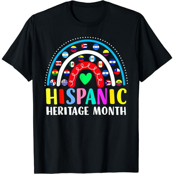 Happy Nationa Hispanic Heritage Month Rainbow Flags Latino T-Shirt