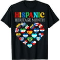 thumbnail image 1 of Happy National Hispanic Heritage Month All Countries Heart T-Shirt Black Small, 1 of 4