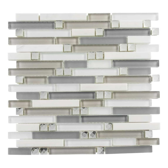 Happy Friends 3-in. x 1-in. Linear Brick Joint Polished Glass Mosaic Wall and Floor Tile