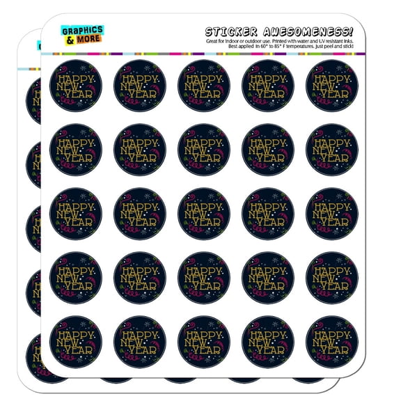 Happy New Year 1" Planner Calendar Scrapbooking Crafting Clear Stickers