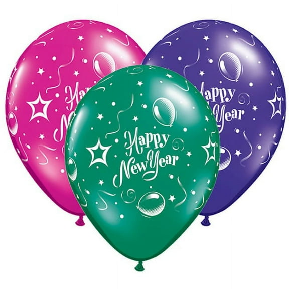 Happy New Year 11-Inch Qualatex Latex Balloons 25 Per Pack