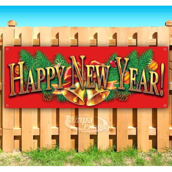 Happy New Year! 13 oz Vinyl Banner With Metal Grommets