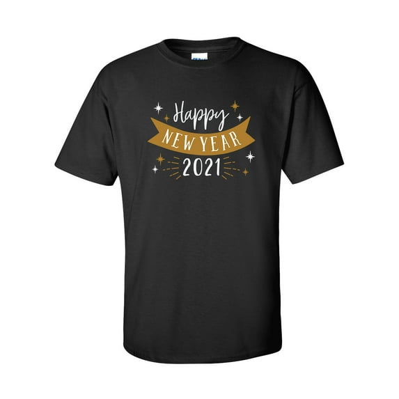 Happy New Year 2021 Festive Unisex Adult Short Sleeve T-shirt-Black-5xl