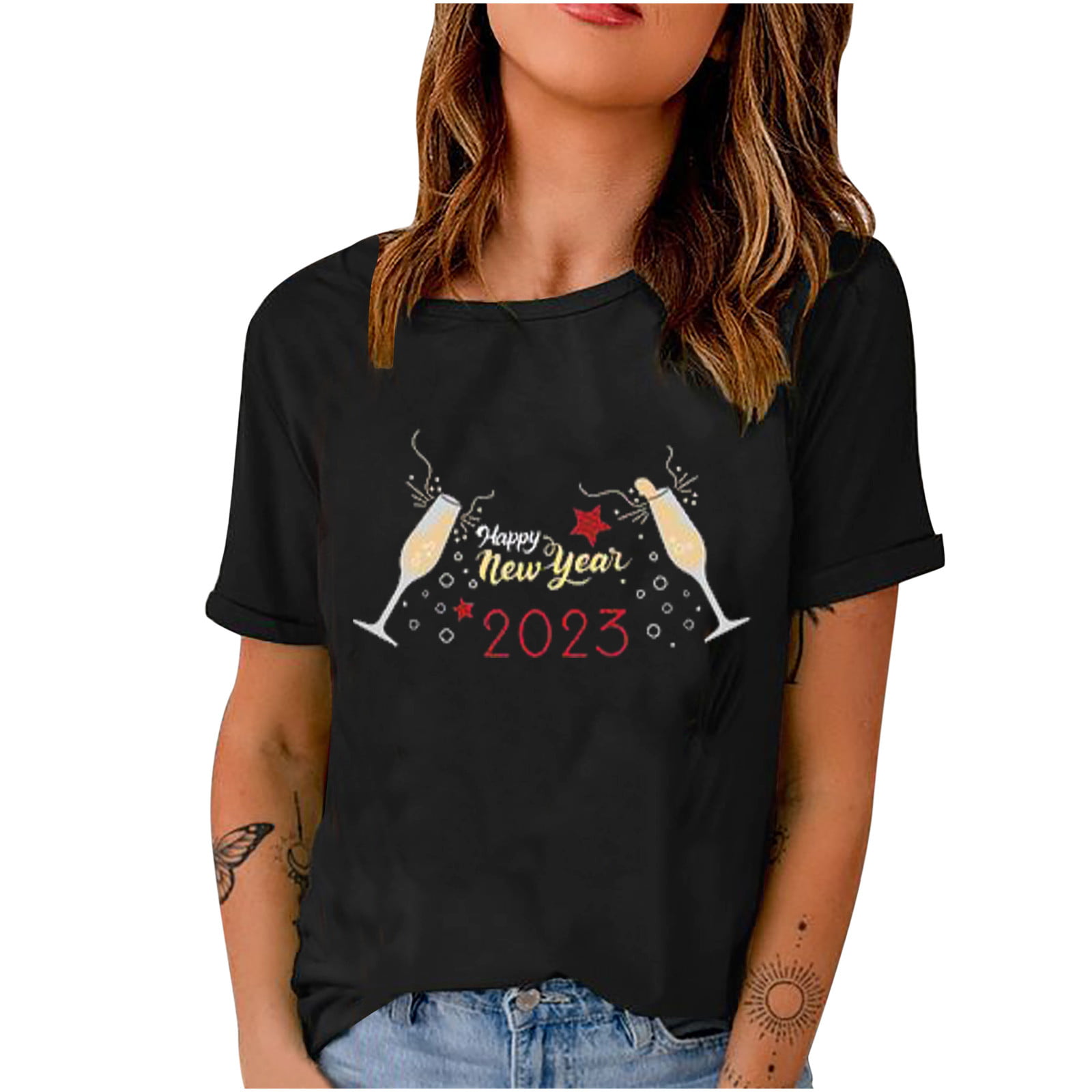 Happy New Year 2023 T Shirts Cheers Carnival New Years T-shirt New Years  Eve Party Supplies NYE T-Shirt Tops 