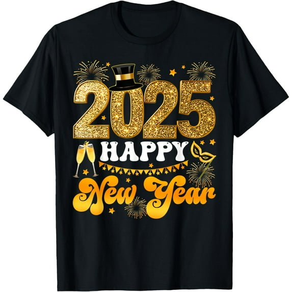 Happy New Year 2025 Champagne Happy New Years Eve Party Men T-Shirt