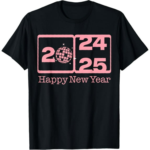Happy New Year 2025 Countdown New Year's Eve Women Girl Kid T-ShirtMen and women, Black T-shirt, size: Extra large