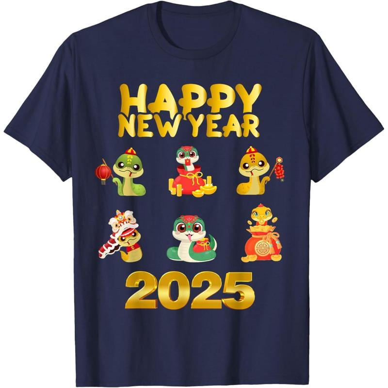 Happy New Year 2025 Cute Snake Celebration Design T Unisex Comfort Tee