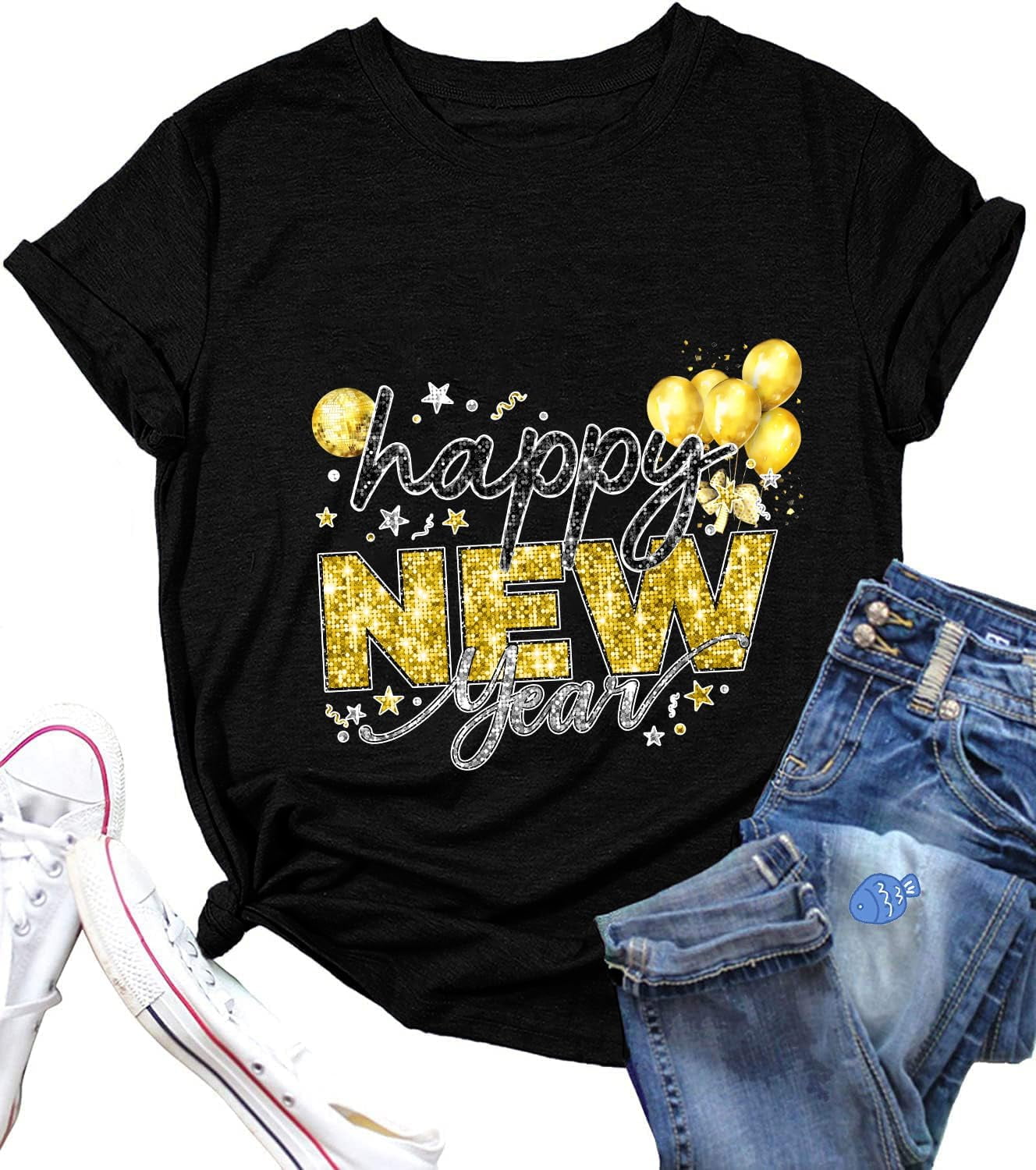 Happy New Year 2025 TShirt for Women Funny Novelty New Year's Eve