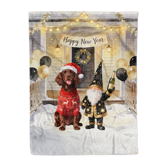 Happy New Year 2026 Boykin Spaniel Santa Gnome Holiday Party Snow Cozy Fleece Blanket Dog Lover Warm Soft Throw Blanket - 13019