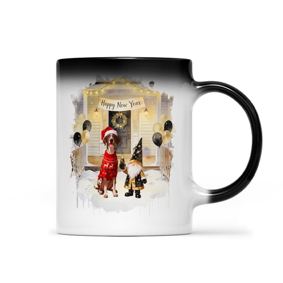 Happy New Year 2026 German Shorthaired Pointer Santa Gnome Holiday Party Snow Heat Color Changing Mug GSP Lover Dog Gift Magic Coffee Mug - 13019