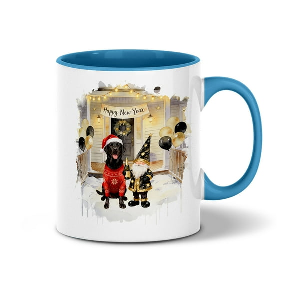 Happy New Year 2026 Labrador Retriever Santa Gnome Holiday Party Snow 11oz Accent Two-tone Mug Lab Dog Lover Gifts Coffee Tea Cup - 13019