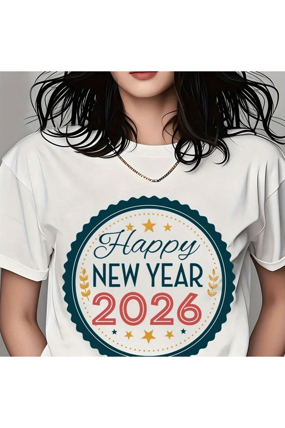 Happy New Year 2026 T-S1Hirt For WoM1en And M1en - Fest Celeb1ration Graphic T1EE For New Year's Eve Party, H1oliday Gift, CH1Ristmas And New Year SeaS1on Wear
