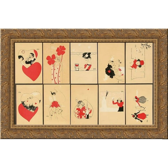 Happy New Year 24x18 Gold Ornate Wood Framed Canvas Art by Raphael Kirchner