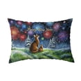 thumbnail image 1 of Happy New Year Abyssinian Family Cheer Winter Midnight Firework Quilt Pillowcase Cat Lover Kitten Owner Gifts Throw Pillow Cover Bed Home Decor - 02025, 1 of 5