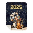 thumbnail image 1 of Happy New Year Abyssinian Welcome 2025 Balloon Firework Party Cozy Sherpa Blanket Cat Lover Kitten Owner Gifts Warm Soft Throw Blanket - 01014, 1 of 5