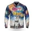 thumbnail image 1 of Happy New Year with American Shorthair Fireworks Holiday Xmas Winter 2025 All Over Print 3D Baseball Jacket Cat Lover Kitten Owner Gifts Bomber Jacket Softball - 00025, 1 of 6