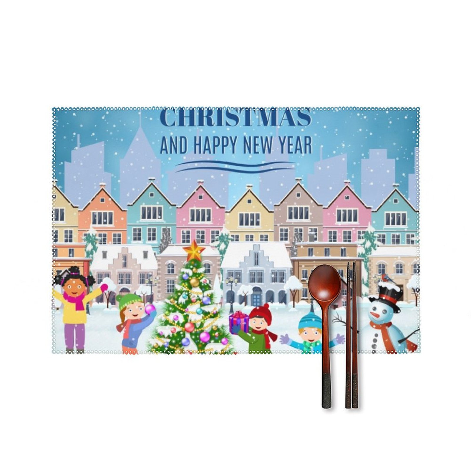 Happy New Year And Merry Christmas Dinner Placemats Set of 4 Kitchen