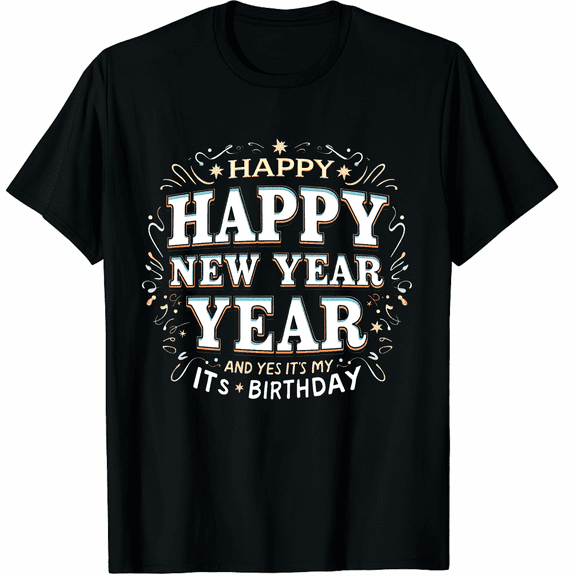 Happy New Year And Yes It's My Birthday Celebration Graphic Tee T-Shirt for Men Women