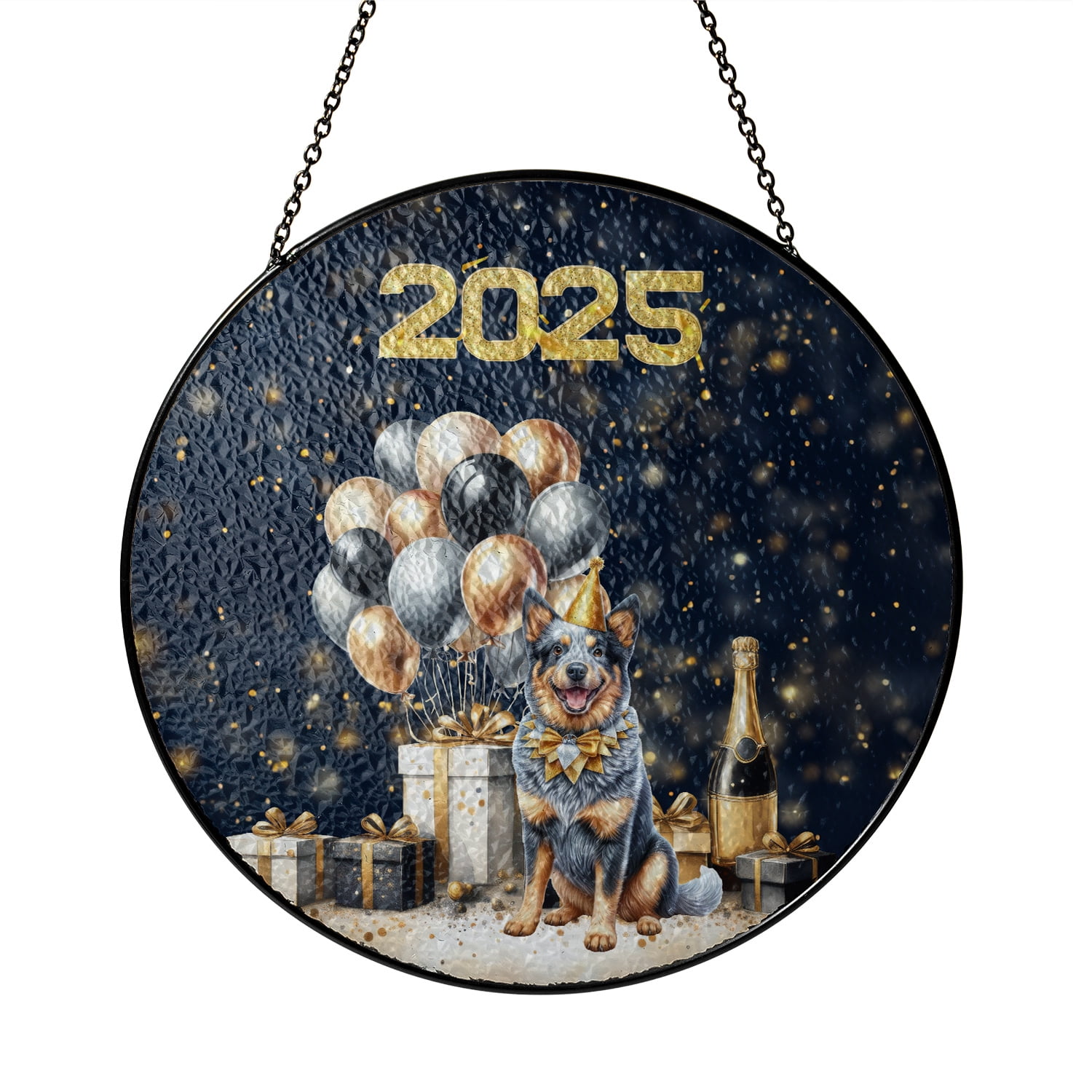 Happy New Year Australian Cattle Dog Welcome 2025 Balloon Firework Happy New Year Australian Cattle Dog Welcome 2025 Balloon Firework