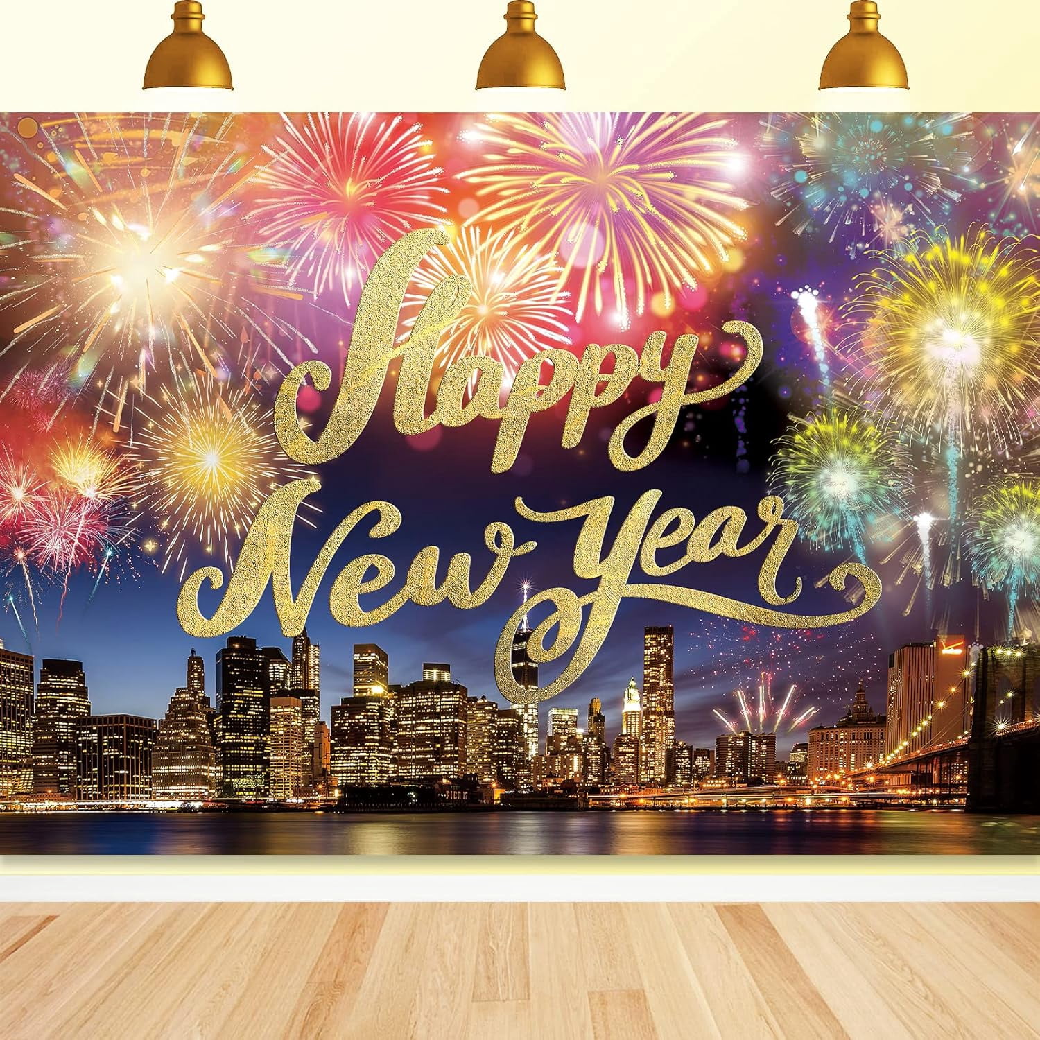 Happy New Year Backdrop Hello 2025 Black Gold Photography Background ...