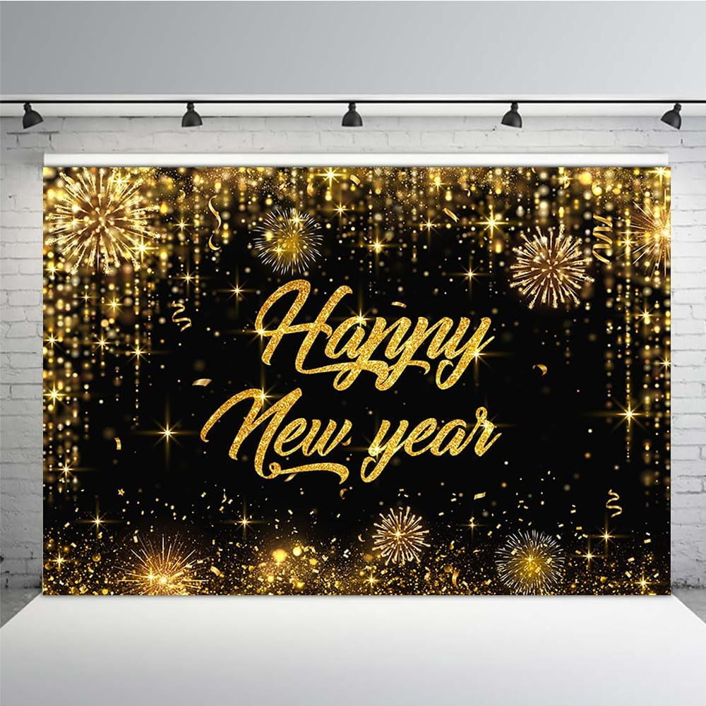 Happy New Year Backdrop Hello 2025 Black Rose Gold Photography ...