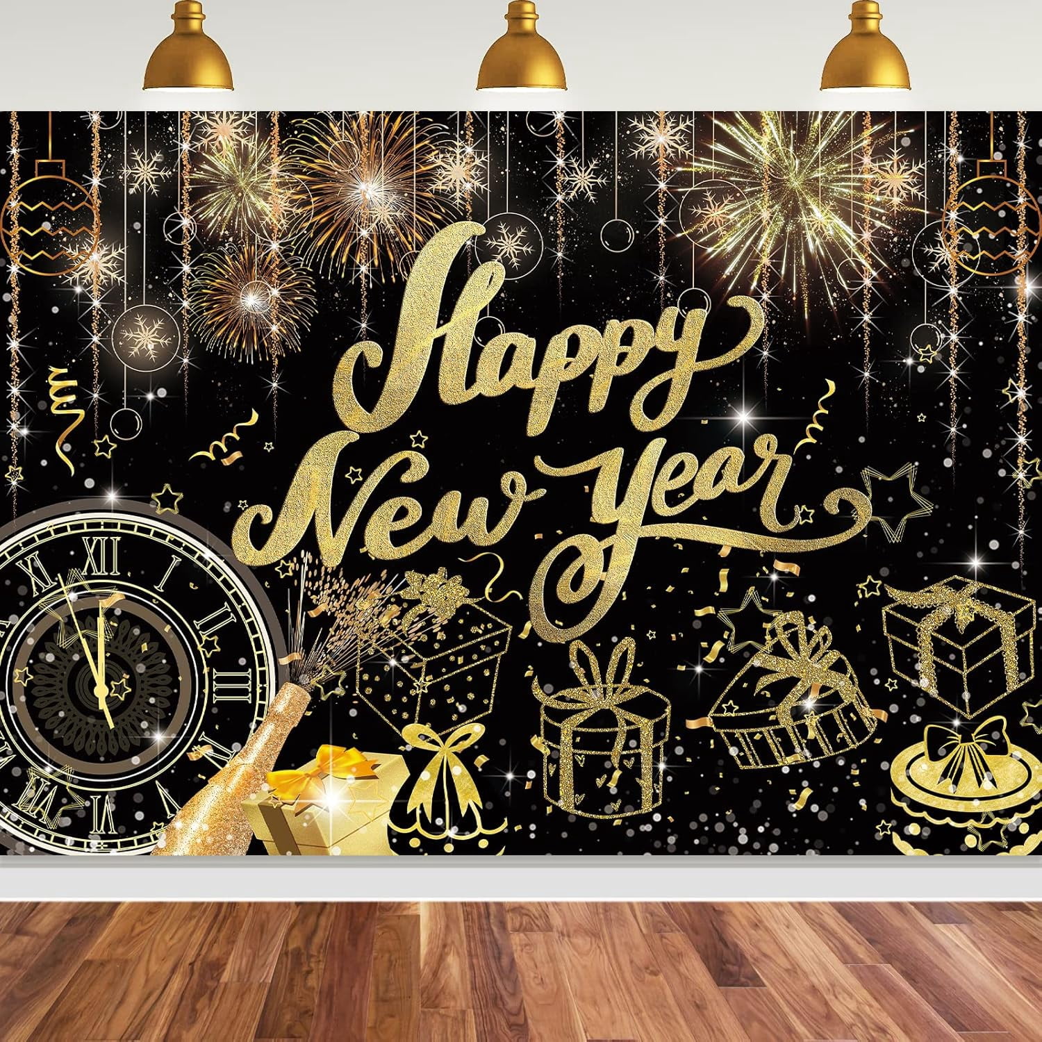 Happy New Year Backdrop Hello 2025 Black and Silver Photography ...