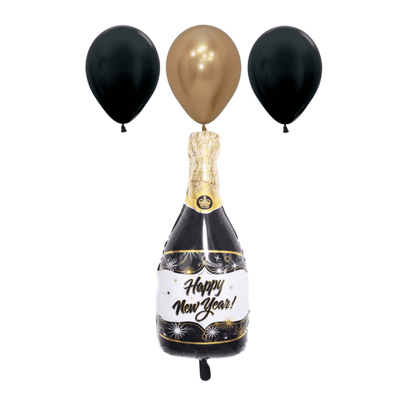 Happy New Year Balloon Bottle Shape Foil Mylar Balloon Drink Celebration Balloon