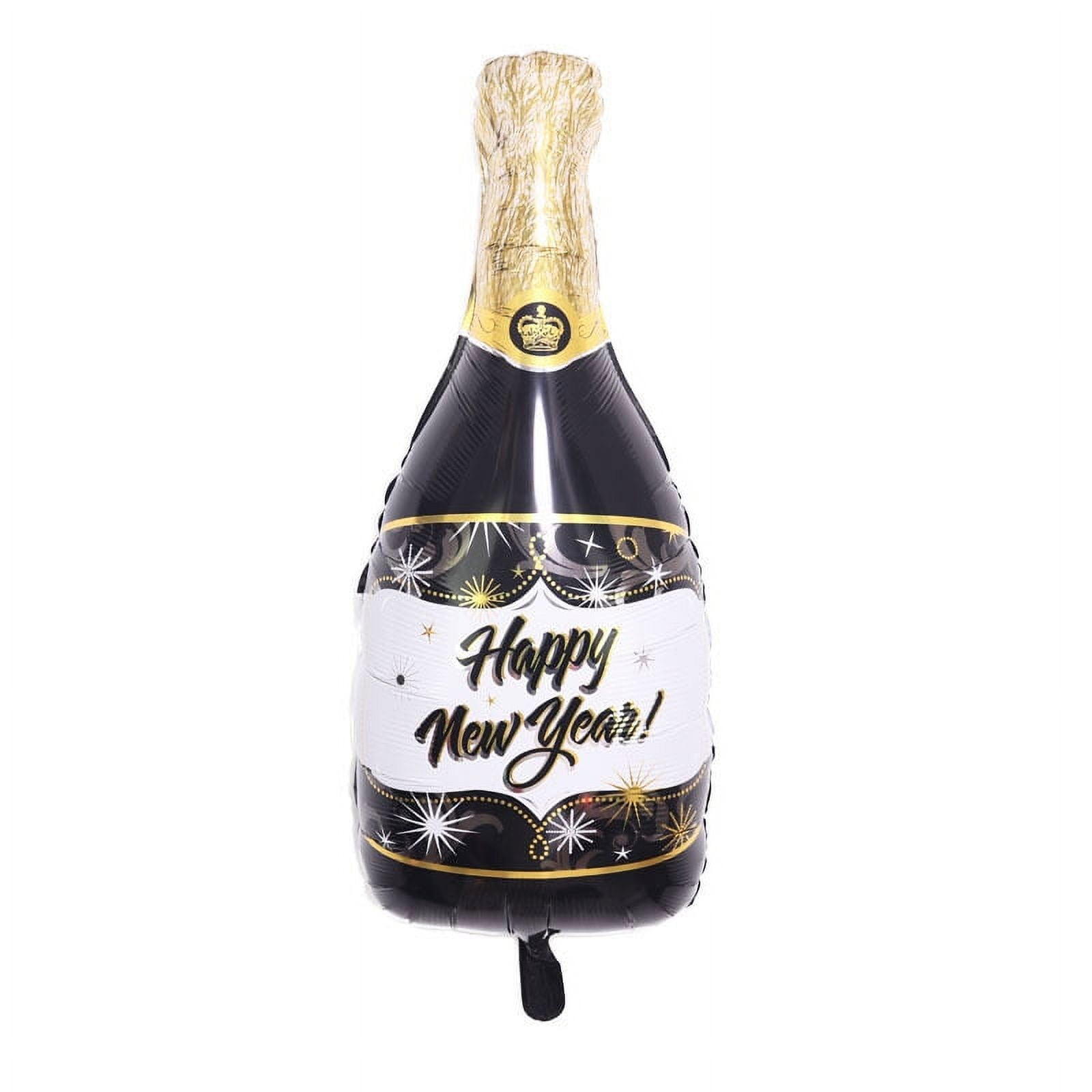 Happy New Year Balloon Bottle Shape Foil Mylar Balloon Drink Celebration Balloon