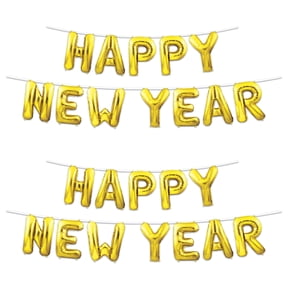 Happy New Year Balloon Streamer, 14.25" x 12', Gold (2/Pkg)