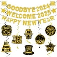 Happy New Year Banner 2025 Party BSL1 Decorations, Black Happy New Year