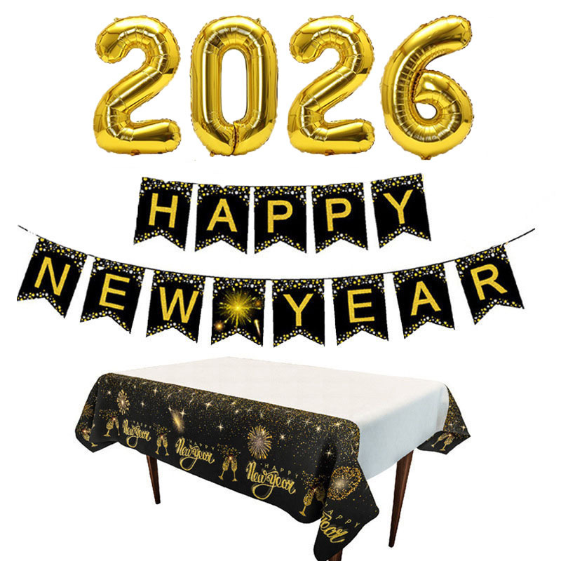 Happy New Year Banner 2026 - No DIY, Happy New Year Backdrop for New ...