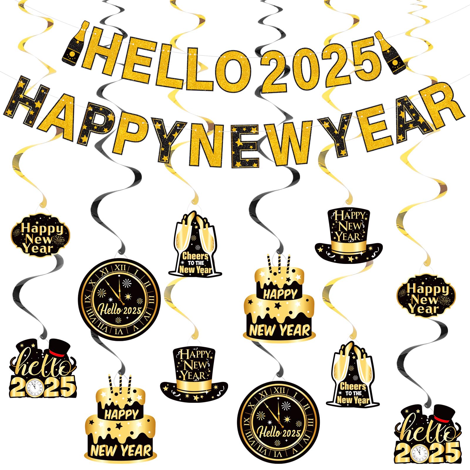Happy New Year Metallic Foil Table Scatters - Gold, Silver & Sequins Mix For Party Decor